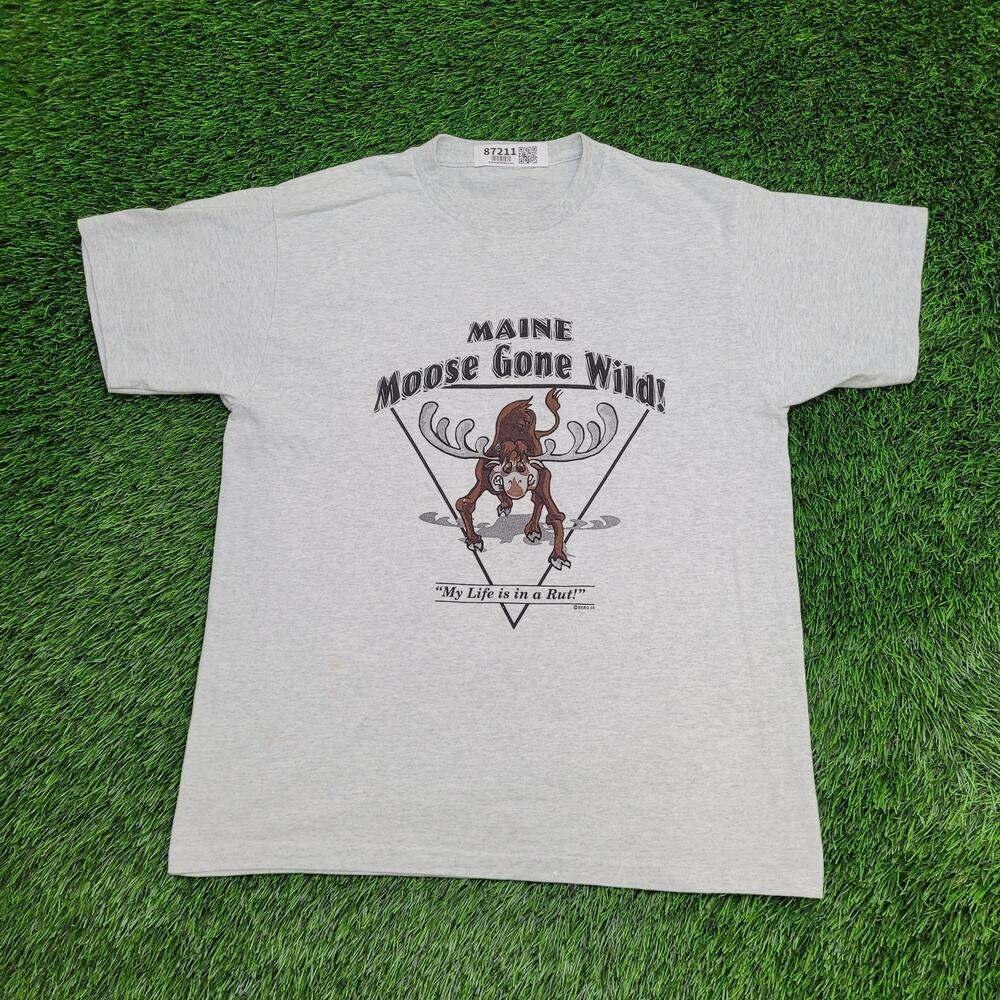 Vintage Y2K Funny Moose Shirt Large 21x27 Maine